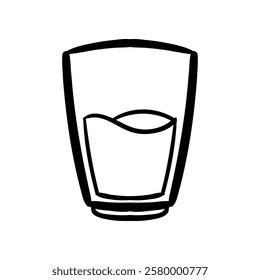 Ramadhan cute hand drawn Glass of Water vector doodle in line art style. Eid Mubarak hand drawn doodle art. Can use for sticker, graphic asset