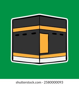 Ramadhan cute hand drawn Kaaba vector doodle in color. Eid Mubarak hand drawn doodle art. Can use for sticker, graphic asset