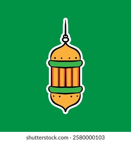 Ramadhan cute hand drawn Lamp vector doodle in color. Eid Mubarak hand drawn doodle art. Can use for sticker, graphic asset