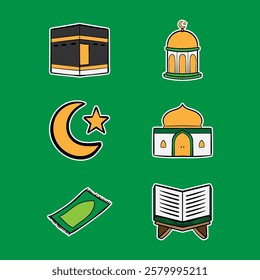 Ramadhan cute hand drawn vector doodle in color. Eid Mubarak hand drawn doodle art. Can use for sticker, graphic asset