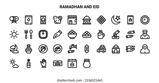 Ramadhan and eid icon set