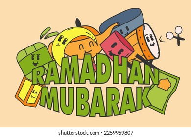 ramadhan element cute character design