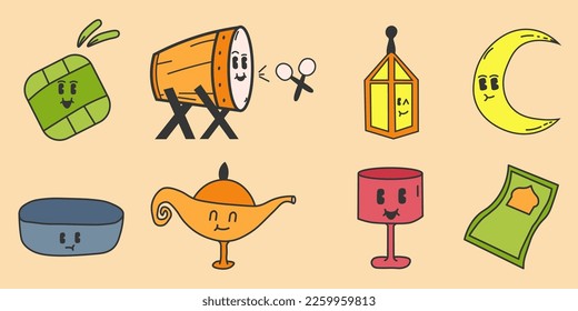 ramadhan element cute character design