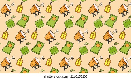 ramadhan element cute character design pattern
