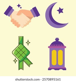 Ramadhan Element shape, handshake, moon and latterns event