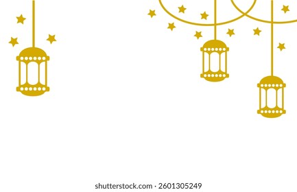 Ramadhan flat desin. Ramadhan lamp gold clip art vector illustration. Border eid lantern ornament illustration