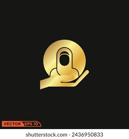 Ramadhan gold solid icon design vector graphic of template, sign and symbol