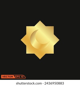 Ramadhan gold solid icon design vector graphic of template, sign and symbol