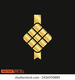 Ramadhan gold solid icon design vector graphic of template, sign and symbol