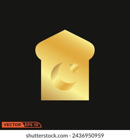 Ramadhan gold solid icon design vector graphic of template, sign and symbol