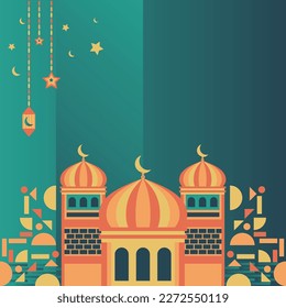 Ramadhan Greeting Flat Poster illustration perfect for Eid card background,wallpaper,web,book,etc