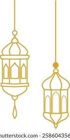 Ramadhan hanging lantern vector. Islamic ornament. Muslim decoration. Isolated on white background