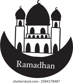 ramadhan icon black and white vector sign illutration 