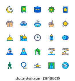 ramadhan icon set colorfull filled line
