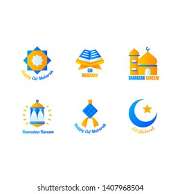 ramadhan icon set colorfull filled line - Vector