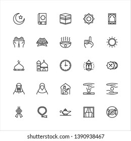 Ramadhan icon set, line style