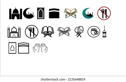 Juego de iconos de Ramadán adecuado para su diseño
