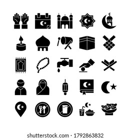 Ramadhan icon set vector solid for website, mobile app, presentation, social media. Suitable for user interface and user experience.