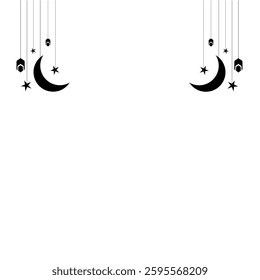 Ramadhan icon vector illustrator. Muslim ornamental hanging lanterns, stars and moon vector illustration. Islamic icon vector. Ramadhan Kareem Decoration.