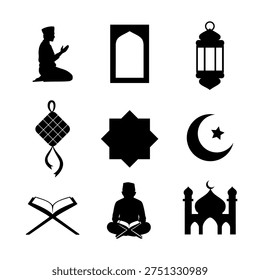 Ramadhan or Ied Mubarak set collection icon vectorimage