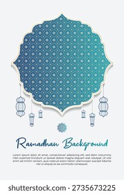 Ramadhan Islamic Celebration Background with Lanterns and Ornate Frame