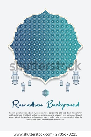 Ramadhan Islamic Celebration Background with Lanterns and Ornate Frame