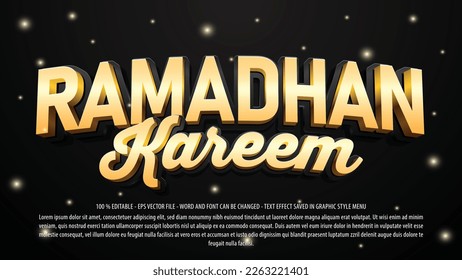Ramadhan kareem 3d estilo texto editable plantilla de efecto para uso de logotipo y marca comercial	