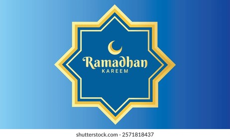 The Ramadhan Kareem background with a combination of blue gradient and ornaments makes an elegant blend