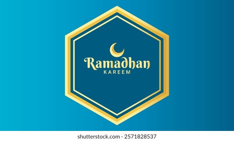 The Ramadhan Kareem background with a combination of blue gradient and ornaments makes an elegant blend