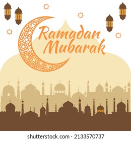 ramadhan kareem background mosque islamic eid al fitr logo template vector icon symbol illustration design