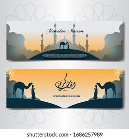 Ramadhan Kareem Banner, Spanduk, Background, Vector Illustration