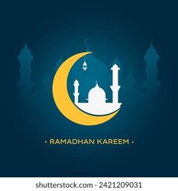 ramadhan kareem, concepto de diseño plano. afiches, pancartas, pegatinas y medios sociales