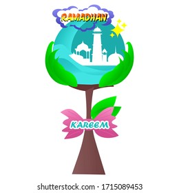Ramadhan kareem with decorations on the tree
