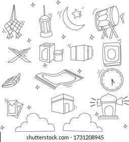 ramadhan kareem design icon and line art 