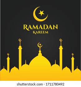 
Ramadhan Kareem design the mosque and the crescent and the stars