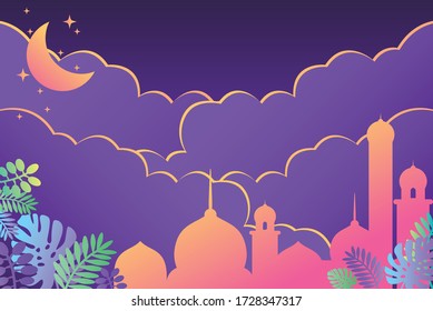 ramadhan kareem with floral vector background