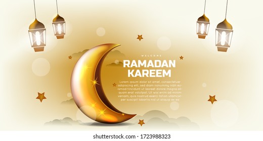 Ramadhan Kareem with a golden Moon