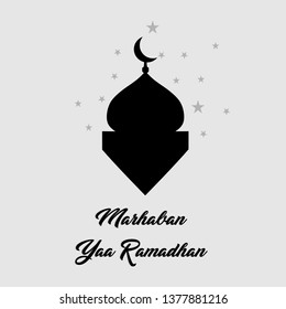 Ramadhan kareem greeting card and banner design.  Happy and holy ramadhan. Month of fasting for muslim. Logo for ramadhan in arabic type.