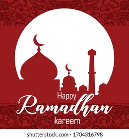 Ramadhan kareem greeting card. Ramadhan kareem banner design. Ramadhan Mubarak. Happy & Holy Ramadan. Month of fasting for Muslims.