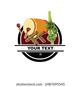 Ramadhan Kareem greeting logo with drum and ketupat images