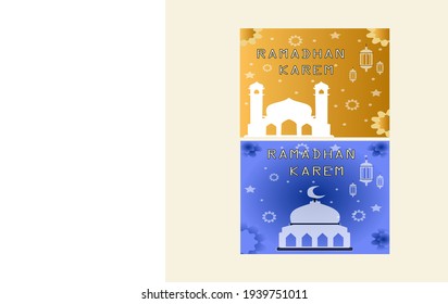 Ramadhan Kareem greeting, this design is commonly used for social media, wallpapers, advertisements, backgrounds, graphic designs, posters, other designs.