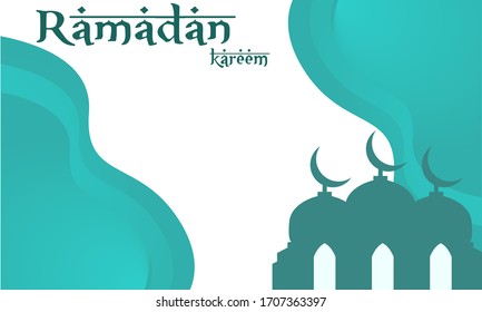 Ramadhan Kareem greets with the mosque and drawn calligraphy writing