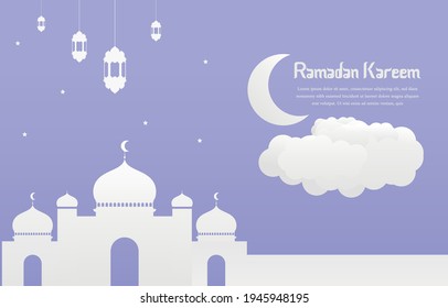 Ramadhan kareem illustration greeting card for print and web use, easy to edit