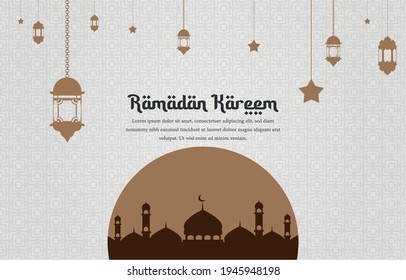 Ramadhan kareem illustration greeting card for print and web use, easy to edit