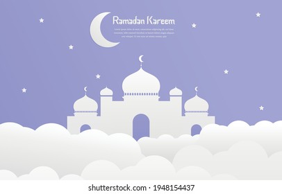 Ramadhan kareem illustration greeting card for print and web use, easy to edit