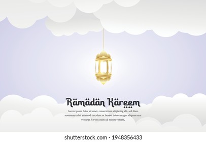 Ramadhan kareem illustration greeting card for print and web use, easy to edit