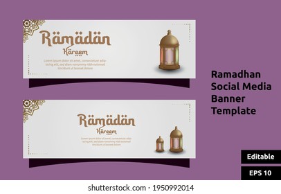 Ramadhan kareem illustration greeting card for print and web use, easy to edit