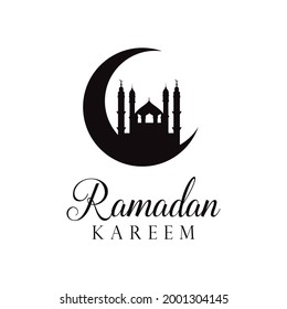 Ramadhan Kareem Illustration The Holy Month with crescent moon. isolated on white background