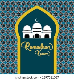 Ramadhan Kareem Illustrator with Mosque Simple design