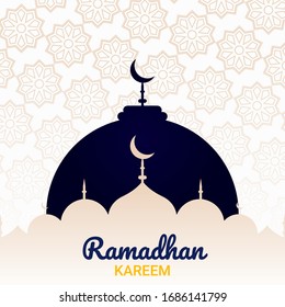 Ramadhan kareem islamic background with mosque. Month of fasting for Muslims. For greeting card posters, banners etc.